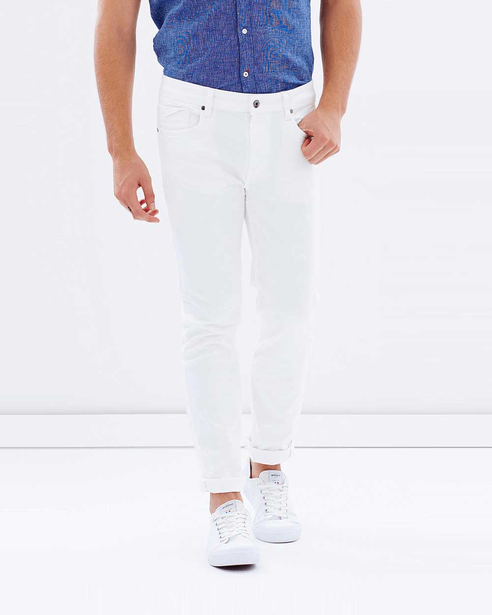 Quần jeans nam trắng slim